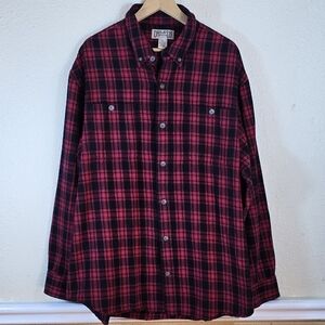 Duluth Trading Co Lumberjack Free Swingin Flannel Shirt Mens L Red Black Plaid